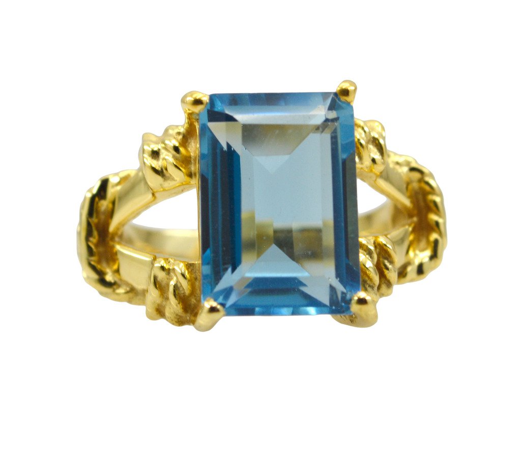 Riyo A Blue Topaz Cz  18kt Gold Plated Smooth Ring Gprbtcz70-92094
