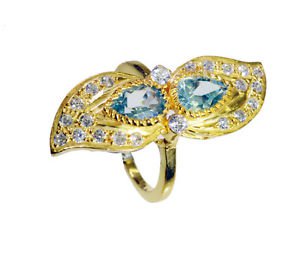 Riyo Blue Topaz Cz Wholesale Gold Plate Aqiq Ring Sz 8.5 Gprbtcz8.5-92080