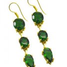 Riyogems Green Emerald Cz Copper 18kt Gold Plated Hinged Earring L 2.5in Gpeemcz