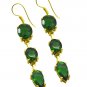 Riyogems Green Emerald Cz Copper 18kt Gold Plated Hinged Earring L 2.5in Gpeemcz
