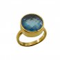 Riyo A Blue Topaz Cz 18kt Gold Plated Smooth Ring Gprbtcz70-92141