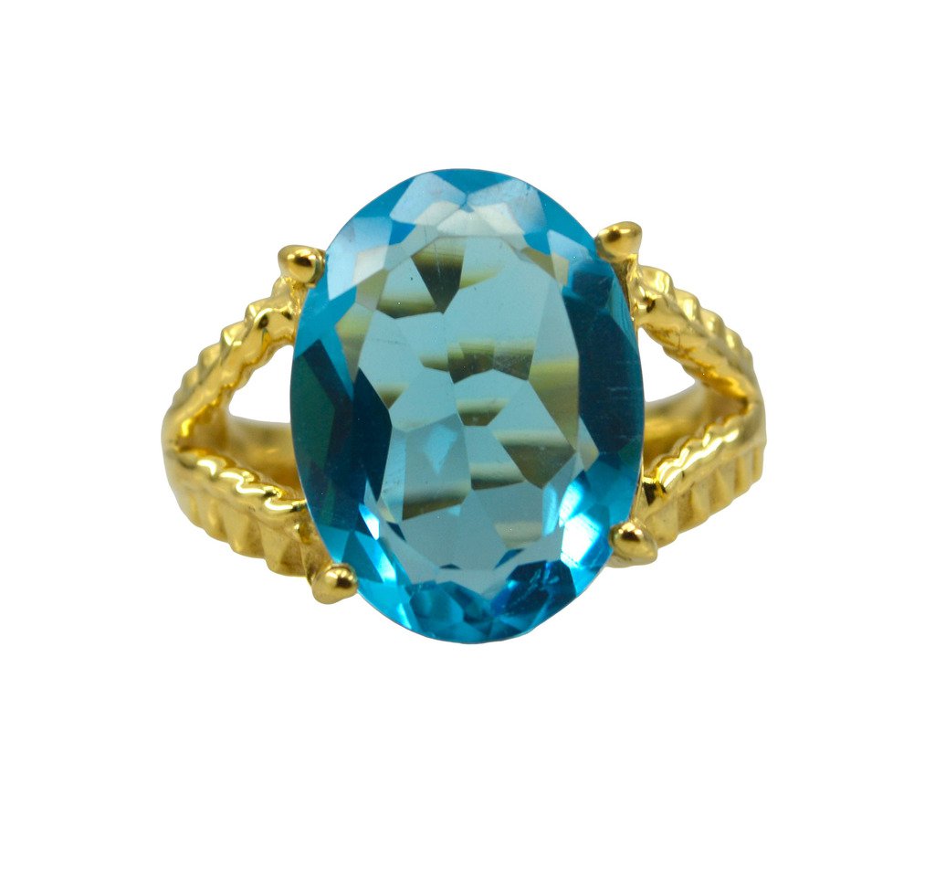 Riyo A Blue Topaz Cz  18kt Gold Plated Simple Ring Gprbtcz60-92099