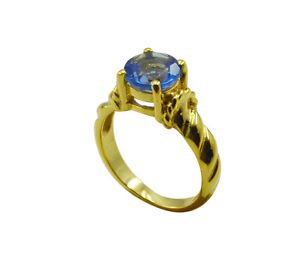 Riyo A Blue Saphire Cz  18kt Gold Plated Original Ring Gprbscz60-90032