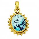 Riyogems Turquoise Rhodium Plate Bridal Pendants L 2.1in Gpptur-82076
