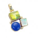 Riyogems Multi Lapis 18 Ct Ygold Plating Butterfly Pendant L 1.5in Gppmul-52016