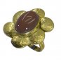 Riyo  Dichroic Glass  18kt Gold Plated Hand Wrapped Ring Gprdgl70-22046