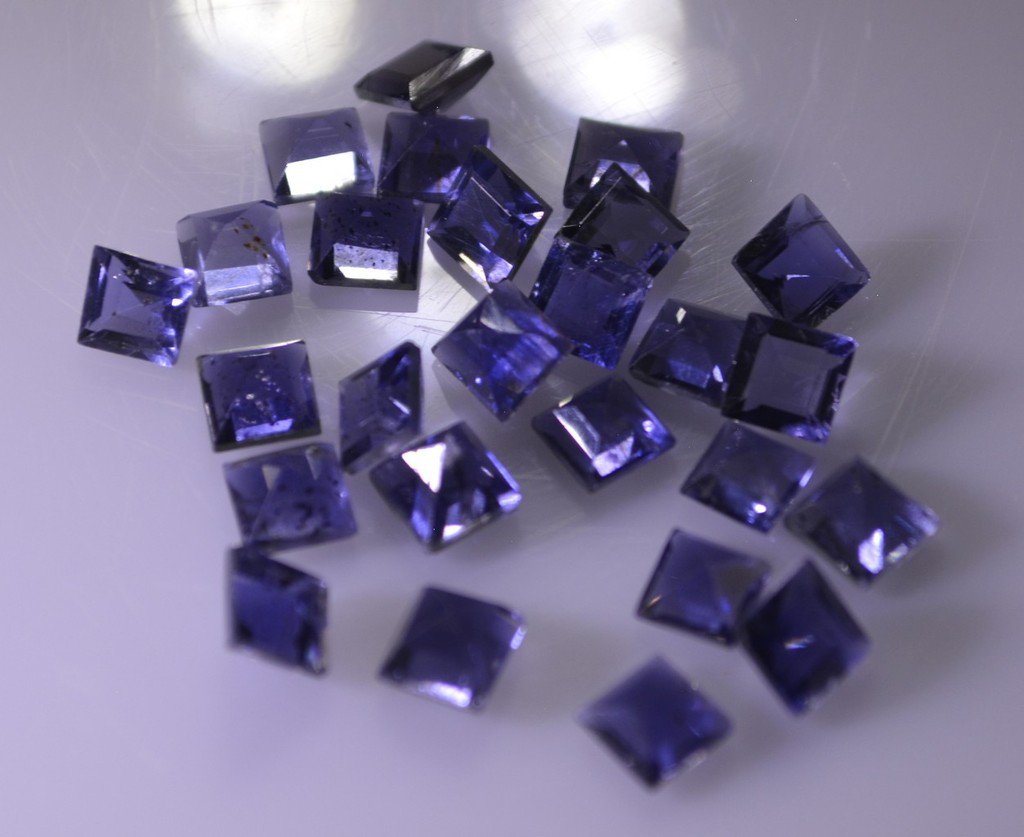 iolite loose Stone 1 Pieces 3 x 3 mm Princess Blue faceted Gemstone
