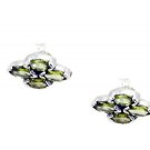 Riyo Peridot Black Silver Jewellery Earrings L 0.5in Seper-58003