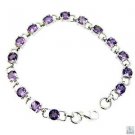 Riyo Amethyst Artisan Jewellery Chunky Silver Bracelet L 7.5in Sbraame-2003