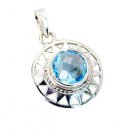 Riyo Blue Topaz Stamped Silver Jewellery Pendant Set L 1in Spbto-10027