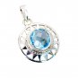 Riyo Blue Topaz Stamped Silver Jewellery Pendant Set L 1in Spbto-10027