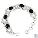Riyo Black Onyx Classic Jewellery Silver Chain Link Bracelet L 7.5in Sbrabon-600