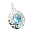 Riyo Blue Topaz Silver Wholesale Jewellery Intricate Pendant L 1in Spbto-10016