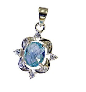 Riyo Blue Topaz Stirling Silver Jewellery Pendant Earring L 1in Spbto-10030