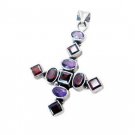 Riyo  Gemstone Silver Jewellery With Gemstones Stackable Pendant L 1.5in Spmul-5