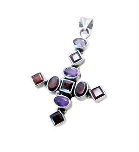 Riyo  Gemstone Silver Jewellery With Gemstones Stackable Pendant L 1.5in Spmul-5
