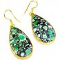Riyogems Turquoise Gold Plated India Fashion Earrings L 2.2in Gpetur-82010