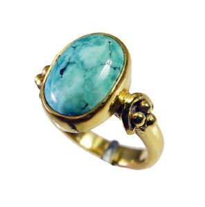 Riyo Turquoise 18-Kt Gold Platings Eternity Ring Sz 6 Gprtur6-82124