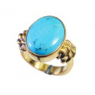 Riyo Turquoise 18k Y.G. Plated Eternity Ring Sz 5 Gprtur5-82091