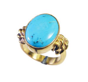 Riyo Turquoise 18k Y.G. Plated Eternity Ring Sz 5 Gprtur5-82091