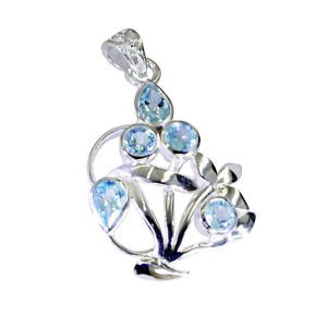 Riyo Blue Topaz Western Silver Jewelry Silver Pearl Pendant Necklace L 2in Spbto