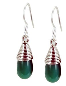 Riyo Green Onyx Statement Silver Jewellery Evening Wear Earring L 2in Segon-3000