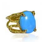 Riyo Turquoise 18 Kt Gold Platings Finger Armor Ring Sz 5 Gprtur5-82190