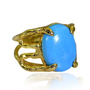 Riyo Turquoise 18 Kt Gold Platings Finger Armor Ring Sz 5 Gprtur5-82190