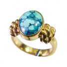 Riyo Turquoise 18k Y Gold Plate Mothers Ring Sz 6 Gprtur6-82113