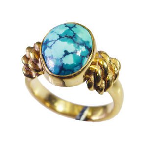Riyo Turquoise 18k Y Gold Plate Mothers Ring Sz 6 Gprtur6-82113