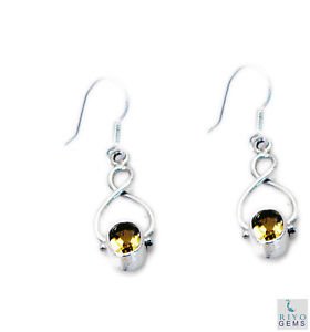 Riyo Golden Citrine 925 Solid Sterling Silver Preppy Earring L 1.25in Secit-1406