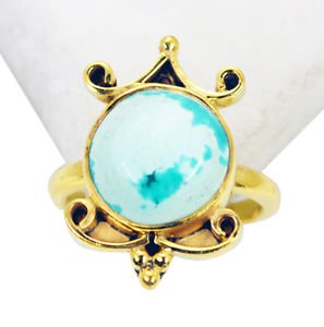 Riyo Turquoise 18 Ct Gold Plated Guard Ring Sz 6 Gprtur6-82112