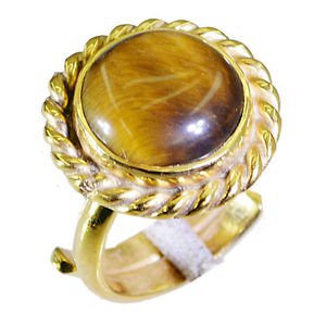 Riyo Tiger Eye 18k Gold Plating Ecclesiastical Ring Sz 6 Gprtey6-80027
