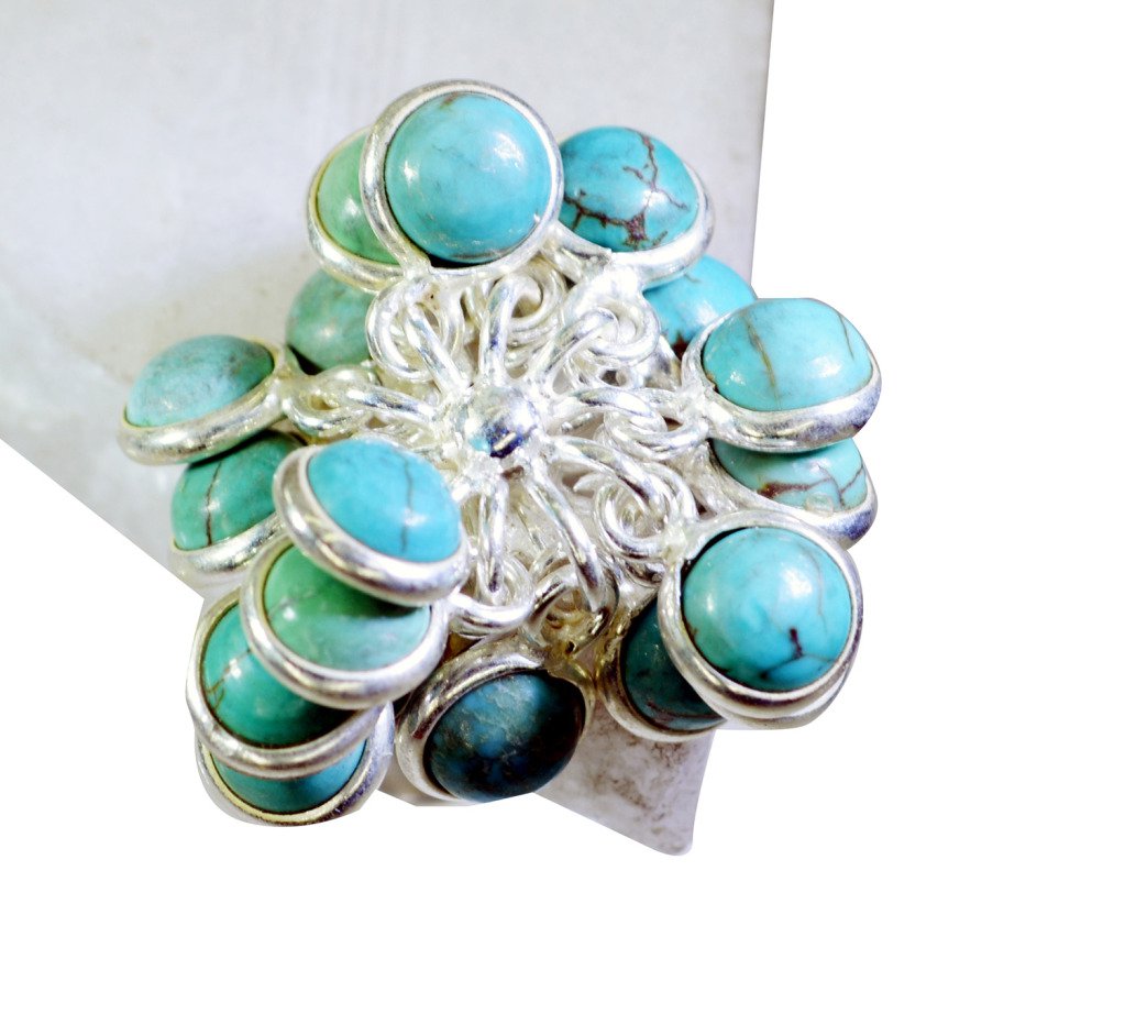 Riyo Turquoise Fine Silver Jewelry Design Your Own Silver Ring Sz 6.5 Srtur6.5-8