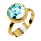 Riyo Turquoise 18.Kt Gold Platings Promise Ring Sz 7 Gprtur7-82060