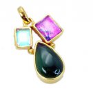 Riyogems Multi Green Onyx 18 Ct Gold Plating Cinderella Pendant L 1.5in Gppmul-5