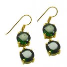 Riyogems Green Emerald Cz Copper 18kt Gold Plated Hypoallergenic Earring L 1.5in