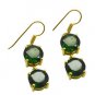 Riyogems Green Emerald Cz Copper 18kt Gold Plated Hypoallergenic Earring L 1.5in