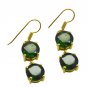 Riyogems Green Emerald Cz Copper 18kt Gold Plated Hypoallergenic Earring L 1.5in