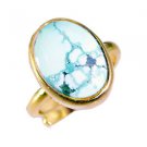 Riyo Turquoise 18-Kt Y Gold Plated Cameo Ring Sz 8 Gprtur8-82068