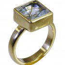 Riyo Multi Gold Plated Rutile Quartz CZ Ring excellent handmade natural stone je