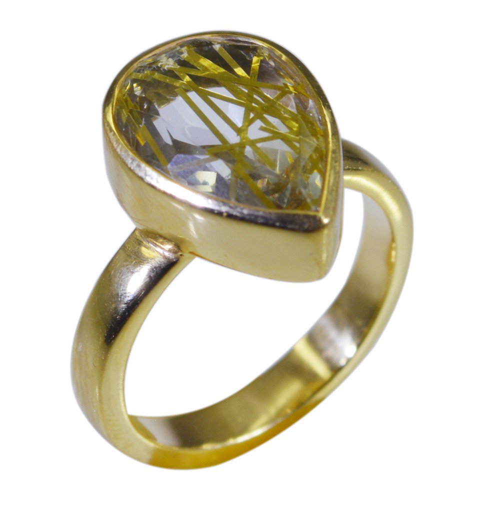 Riyo Multi Gold Plated Rutile Quartz CZ Ring alluring handmade jewelry online GP