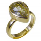 Riyo Multi Gold Plated Rutile Quartz CZ Ring alluring handmade jewelry online GP