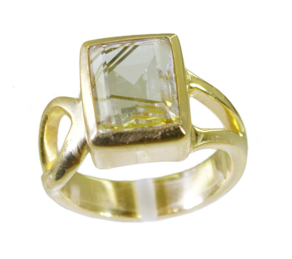 Riyo Multi Gold Plated Rutile Quartz CZ Ring shapely i love jewelry store GPRRQC