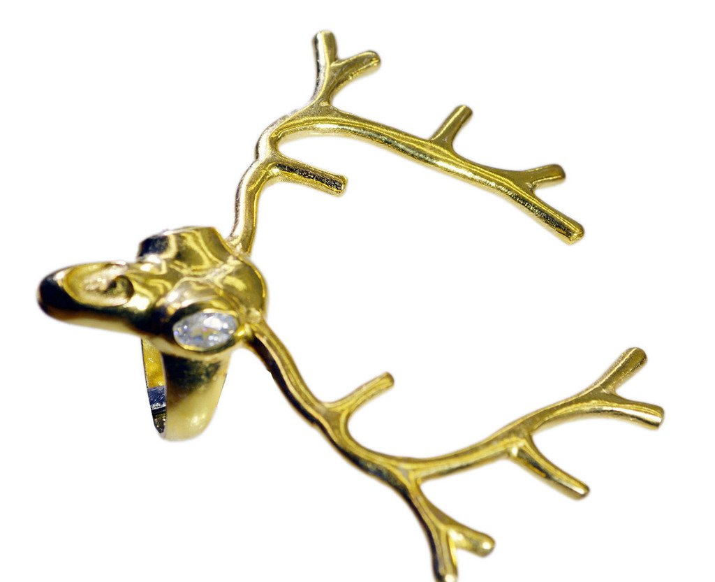 Riyo   Gemstone  18kt Gold Plated Deer Ring Gprdeer70-180005