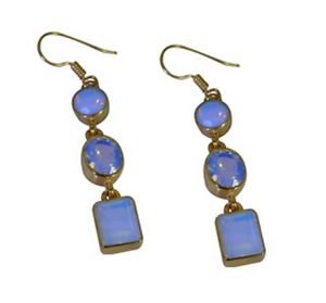 Riyo Purple Gold Plated Fire Opal CZ Earring flashy handmade jewellery shops GPE