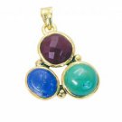 Riyogems Multi Red Onyx 18-Kt Gold Plated Hill Tribe Pendants L 1.5in Gppmul-520
