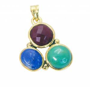 Riyogems Multi Red Onyx 18-Kt Gold Plated Hill Tribe Pendants L 1.5in Gppmul-520