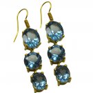 Riyogems A Blue Topaz Cz Copper 18kt Gold Plated Versatile Earring L 3in Gpebtcz