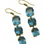 Riyogems A Blue Topaz Cz Copper 18kt Gold Plated Versatile Earring L 3in Gpebtcz